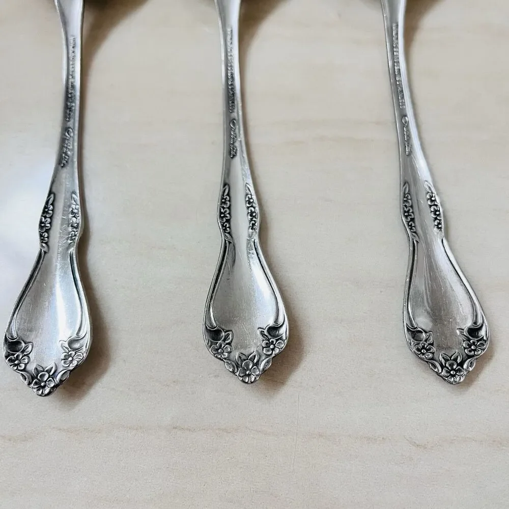 3pc ONEIDA Mansfield-Frosted Stainless Soup Spoon 6 7/8” Deluxe Wm A Rogers